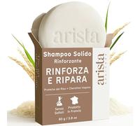 Arista Shampoo Solido per Capelli Danneggiati, Shampoo Rinforzante Donna e Uomo, Aiuta i Capelli Fragili ad Apparire Più Forti, Shampoo Solido Vegano, Senza Parabeni e Sulfati (80 g)