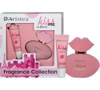 Aristea Set profumo, profumo da donna, 25 ml, balsamo per le labbra alla fragola, set regalo Kiss me in Paris, set regalo, profumo floreale da donna