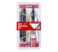 Aristo AR80090 Geo - Set da 6 pezzi (compasso, portamine con mine di ricambio da 0,5 mm, rivestimento pigmentato da 0,5 mm, nero, gomma da cancellare, mine da compasso di ricambio), colore: