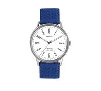 Aristo Bauhaus DESSAU - Orologio per anniversario 1925-2025, diametro 38,5 mm, in acciaio inox, quadrante bianco, cinturino in pelle blu, quarzo 515, edizione limitata, made in Germany