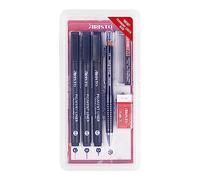 Aristo GEOCollege - Set per la scuola di 3 Pigment Liner, matita a scatto, mine di ricambio e gomma, durezza tratto: 0,3/0,5/0,7 mm, colore: Nero