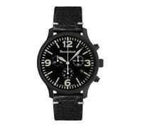 Aristo Messerschmitt - Cronografo ME-3H205M-PVD, precisione ed eleganza in nero, diametro 42 mm, vetro minerale, cinturino in pelle nera, cronografo svizzero Ronda 5030.D, realizzato in Germania