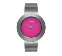 Aristo Orologio da polso al quarzo in titanio, da donna, con cinturino in titanio argentato e quadrante color magenta, con frontale in vetro minerale, prodotto in Germania
