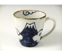 Arita Yaki Oggetto Giapponese Tè Caffè Tazza Blu Mt.Fuji Dipinto a Mano Giappone