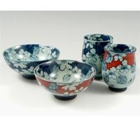 Arita Yaki Oggetto Rice Ciotola Tazza di Tè Yunomi Chawan Dami Cherryblossom Blu