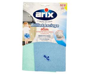 ARIX | 2 Panni Brilla&Asciuga slim, 29x29 cm, Panno Multiuso per Tutte le Superfici, Asciuga Senza Aloni, Riumove Lo Sporco In Profondità, Panno Cucina Assorbente - 2 Pezzi