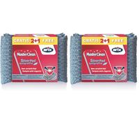 ARIX | 3 SilverPad Spugne Antigraffio Con Rivestimento in Alluminio della linea Masterclean, Spugna con Trattamento Antibatterico, per Superfici Delicate, Antiodori, 3 pezzi (Confezione da 2)