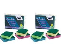ARIX | 4 Spugne Sintetiche Abrasive Colorate della Linea Splendelli, Spugne Taglia XL Multiuso, Per Lo Sporco Più Ostinato, 4 Pezzi - Made In Italy (Confezione da 2)