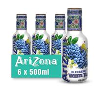 Arizona, Blueberry White Tea, Deliziosa Bevanda al Tè Bianco con l'Aggiunta di Mirtilli, Gusto Dolce e Delicato, Ideale da Gustare in Ogni Momento, Senza Aromi o Conservanti, 6 Bottiglie PET da 500 mL