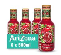 Arizona, Green Tea & Pomegranate, Deliziosa Bevanda al Tè Verde con l'Aggiunta di Melograno, Gusto Dolce e Delicato, Ideale da Gustare in Ogni Momento, Senza Aromi, Coloranti, 6 Bottiglie PET 500ml