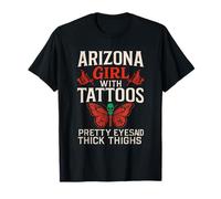 Arizona Ragazza Con Tatuaggi Sud Ribelle Farfalla Teschio Maglietta
