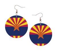 Arizona State Flag stampato orecchini rotondi per donne, 1 paio di orecchini in pelle leggera set di gioielli alla moda regali per donne ragazze, One Size, Poliestere