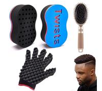 ARJDXDP 3 PCS Spazzola Spugna Capelli e Pettine Afro, Afro Braid Style Dreadlock Bobine Wave Hair Curl Sponge Brush, Spazzola per Capelli Bifacciale a Doppio Uso con Foro