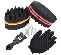ARJDXDP 4 PCS Spazzola Spugna Capelli e Pettine Afro, Double Side Two in One Magic Twist Hair Sponge Afro Braid Style Dreadlock Bobine Wave Hair Curl Sponge Brush
