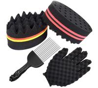 ARJDXDP 4 PCS Spazzola Spugna Capelli e Pettine Afro, Double Side Two in One Magic Twist Hair Sponge Afro Braid Style Dreadlock Bobine Wave Hair Curl Sponge Brush