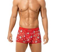 Arjen Kroos Boxer Uomo Rosso Slip Intimo Natale Sexy Mutande Natalizie Mesh Pantaloncini Trasparenti Senza Cuciture