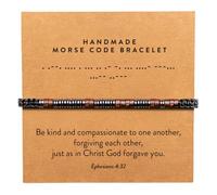 ARK & BAY Braccialetto Christian Morse Code | Braccialetto regolabile fatto a mano con versi biblici personalizzati per donne e uomini, scritture religiose | gioielli cattolici con perline regalo per