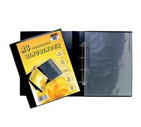 Ark- Raccoglitore ad anelli, formato A3, verticale, con 4 anelli a D, con 10 buste, colore nero