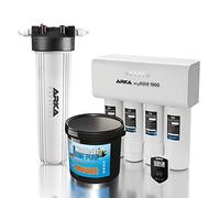ARKA myAQUA® 1900 Starterset - Umkehrosmoseanlage für 1900L/Tag inkl. Inline TDS-Messgerät & Multifilter/Resinfilter, Füllvolumen 4000ml inkl. Resin-Pure - Mischbettharz