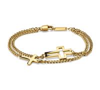 Arkai by Trendhim Bracciale da uomo in acciaio inox con ciondolo a forma di croce, doppia catena con maglia fine e chiusura stabile, design danese, accessorio casual, small, Metallo non prezioso, Non