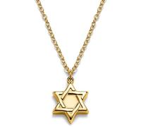 Arkai by Trendhim Unity Collana con stella di David dorata, in acciaio inox, superficie lucida, motivo religioso, design danese, 10, Metallo non prezioso, Nessuna pietra preziosa