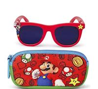 ARKAID Super Mario - Occhiali da sole con custodia morbida, confezione da 2 occhiali con licenza ufficiale, UV 400, taglia unica per bambini
