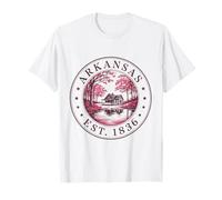 Arkansas Boho State 1836 - Camicia Rustica con capanna nella Foresta Maglietta