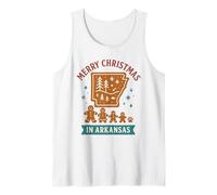 Arkansas Camicia di Natale Cookie Map Alberi Fiocchi di Neve Carino Canotta
