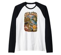 Arkansas Lo Stato Naturale EST. 1836 Avventura All'aperto Maglia con Maniche Raglan