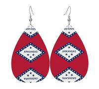 Arkansas - Orecchino in pelle con bandiera dello Stato dell'Arkansas, da donna, con pendente a goccia, accessori alla moda, Misura unica, Pelle