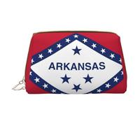 Arkansas State Flag Leather Hand Held Zipper Makeup Bag Storage Bag per vari articoli portapenne, bianco, Taglia unica