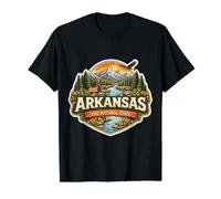 Arkansas The Natural State Souvenir Visitatore Memorabilia Viaggio Maglietta con Stampa Grafica Economica, Uomo, Nero, XL