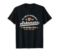 Arkansas Vintage Sport Design Naturale Stato Chiaro Testo Maglietta