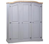 ARKEM Armadio cassetti,Adatto a Camera da Letto, Lavanderia, ripostiglio, Garage,Armadio in Legno di Pino Messicano Corona 3 Ante Grigio