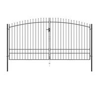 ARKEM Cancello per Giardino a Rete con Serratura e Maniglie Stabile Durevole Ingresso Porta Recinzione in Acciaio Zincato,Cancello Doppio con Punte a Lancia 400x248 cm