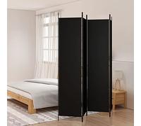 ARKEM Divisorio a 4 Pannelli Nero 200x220 cm in Tessuto,Separé Divisorio Interno, Paravento da Esterno ed Interno con Piedini, Pannelli Divisori per Ufficio, Salotto e Camera da Letto