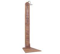 ARKEM Doccia da Giardino,con Pedana e Soffione, Rustico - Doccia da Esterno, per Piscina, Campeggio,Doccia da Giardino in Legno Massello di Teak 70x75x204cm