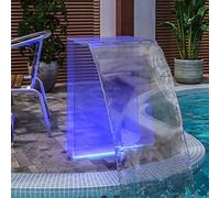 ARKEM Fontana da Piscina LED RGB in Acrilico 51 cm a Cascata, Rettangolare in Acciaio Inossidabile per Laghetto e Giardino