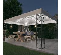 ARKEM Gazebo con Tetto Doppio e Stringa di Luci LED 3x4 m Bianco,Gazebo Pergola Con Telo Impermeabile Richiudibile E Struttura Rettangolare In Acciaio Inossidabile Ad Alta Densità, Per Arredo Giardino