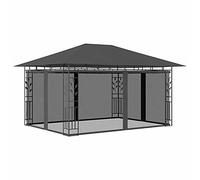 ARKEM Gazebo Pergola Con Telo Impermeabile Richiudibile E Struttura Rettangolare In Acciaio Inossidabile Ad Alta Densità, Per Arredo Giardino, Terrazzo e Attività Commerciale,Gazebo con Zanzariera 4x3