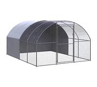 ARKEM Recinto per Cani da Giardino, Gabbia per Conigli, Recinto per Animali Domestici, Gatti, Cuccioli, Porte con Chiavistello e Parasole, in Fili Metallici,Pollaio per Esterni 3x4x2 m in Acciaio Zinc