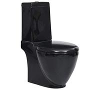 ARKEM Sanitari in Ceramica filomuro Opaco Vaso Rimless Bidet Sedile Soft-Close Chiusura rallentata MOD,Vaso WC in Ceramica con Scarico Dietro Nero