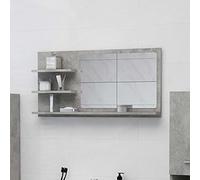 ARKEM Specchiera Bagno con mensole Specchio,Specchio da Bagno Grigio Cemento 90x10,5x45cm Legno Multistrato