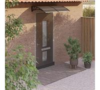 ARKEM Tettoia per Porta Nera 150x80 cm Policarbonato,Pensilina Tettoia per Porta Balcone Esterno,Tetto Policarbonato Alveolare Trasparente