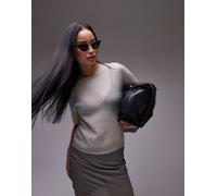 ARKET - Felpa a maniche corte grigio chiaro in misto lana e mohair trasparente 2XS
