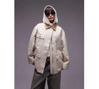 ARKET - Giacca barn oversize bianco sporco multitasche con colletto a contrasto 38