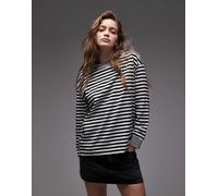 ARKET - Maglietta a maniche lunghe con polsino ampio taglio comodo in jersey bianca e blu a righe-Multicolore 2XS