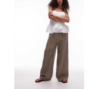 ARKET - Pantaloni palazzo in puro lino marrone mocha senza allacciatura S