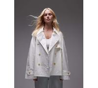 ARKET - Trench taglio corto bianco multitasche con falda antipioggia 2XS