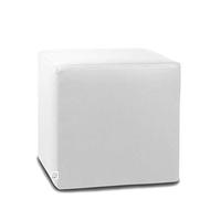 ARKETICOM Dado Pouf Poggiapiedi CUBO Ecopelle Sfoderabile Puff Bianco 35 cm